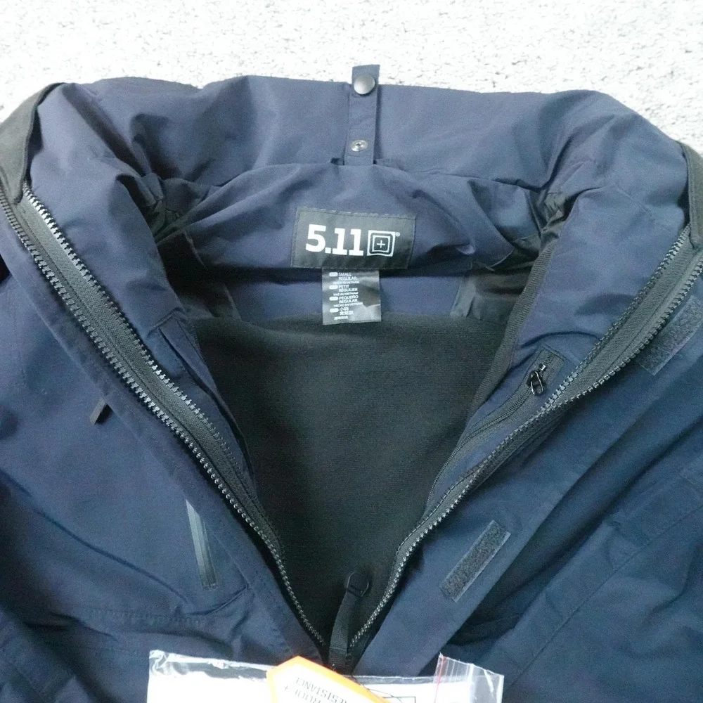 NEW 5.11 Tactical Jacket Mens S Blue Valiant Duty Work Waterproof Coat Shell Top